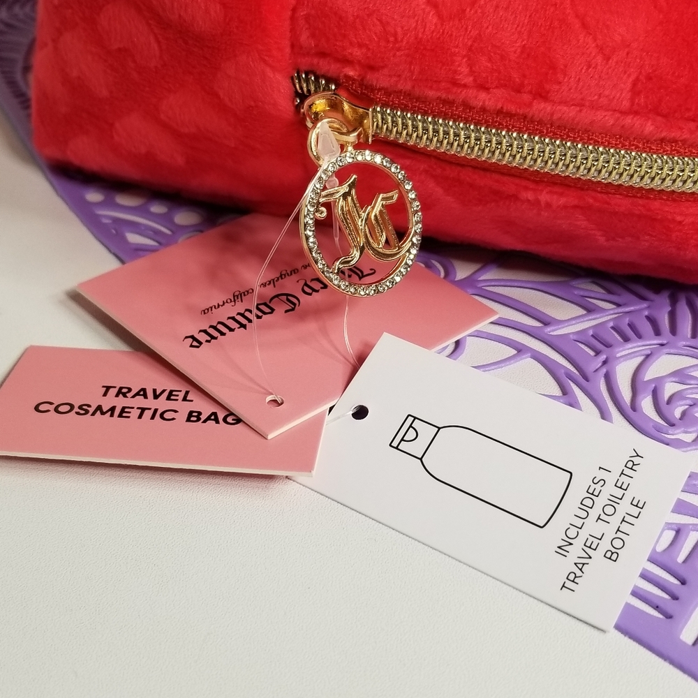 Juicy Couture Red Valor with Hearts Cosmetic Travel Bag New - Picture 10 of 14